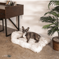 Load image into Gallery viewer, PupRug Faux Fur Orthopedic Dog Bed - Curve White with Brown Accents