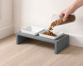 Load image into Gallery viewer, Bowsers Moderno Double Wood Dog Bowl Feeder in grey