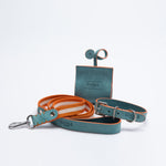 Blue nubuck leather dog waste bag holder