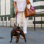 Fuchsia nubuck leather dog waste bag holder