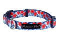 Load image into Gallery viewer, Parisian Pet 'Hibiscus' Collar for Dogs & Cats – Vibrant Blue Dog Collar with Adjustable Fit and Tropical Floral Pattern