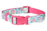 Parisian Pet 'Spring Blossoms' Collar for Dogs & Cats, Comfortable Dog Collar, High-Quality Floral Pet Collar, Light Blue and Pink-Valentine's Day