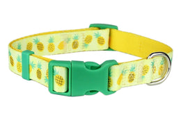 Parisian Pet 'Pineapples' Collar for Dogs & Cats – Comfortable Adjustable Dog Collar with Pineapple Design in Yellow
