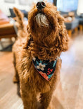 Load image into Gallery viewer, Navy Flower Dog Bandana