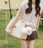 Cream Quilted Pet Carrier – Minimal, Soft & Lightweight