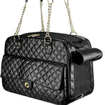 Pet Carrier – Quilted PU Leather with Gold Chain