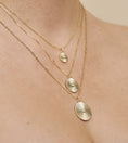 Load image into Gallery viewer, OLIVE & CHAIN Diamond Fluted Medallion Necklace - Yellow Gold, 10mm, 18" cable