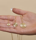 Load image into Gallery viewer, OLIVE & CHAIN Diamond Fluted Medallion Necklace - Yellow Gold, 10mm, 16" paperclip
