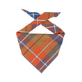 Load image into Gallery viewer, Orange/Blue Plaid Luxe Flannel Dog Bandana