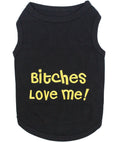 Load image into Gallery viewer, Parisian Pet 'Bitches Love Me' Funny Dog Shirt – Embroidered Cotton Pet T-Shirt for Dogs & Cats, Black-Valentine's Day