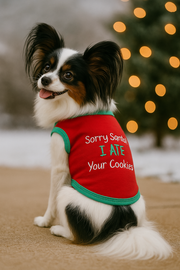 Parisian Pet 'Sorry Santa, I Ate Your Cookies' Christmas Shirt for Pets - Festive Dog & Cat Outfit, Red