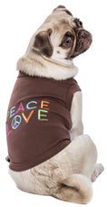 Load image into Gallery viewer, Parisian Pet 'Peace Love' Positive Pet T-Shirt – Stylish Cotton Outfit for Dogs & Cats, Brown-Valentine's Day