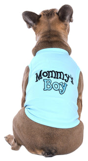Parisian Pet 'Mommy's Boy' Cotton Dog Apparel – Comfortable T-Shirt for Small Dogs and Cats, Light Blue-Valentine's Day