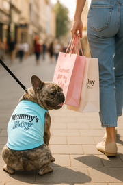 Parisian Pet 'Mommy's Boy' Cotton Dog Apparel – Comfortable T-Shirt for Small Dogs and Cats, Light Blue-Valentine's Day