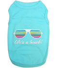 Load image into Gallery viewer, Parisian Pet 'Life's a Beach' Summer Dog T-Shirt – Comfortable Beach-Themed Pet Clothing for Dogs & Cats, Light Blue