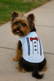 Parisian Pet 'Suspender' Dog Shirt – Formal Outfit for Dogs & Cats, Light Blue