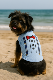 Parisian Pet 'Suspender' Dog Shirt – Formal Outfit for Dogs & Cats, Light Blue