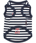 Load image into Gallery viewer, Parisian Pet 'Lobster Chasing Tail' Dog Shirt – Nautical Cotton Pet T-Shirt for Dogs & Cats, Blue & White Stripes