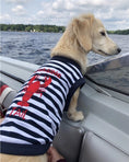 Load image into Gallery viewer, Parisian Pet 'Lobster Chasing Tail' Dog Shirt – Nautical Cotton Pet T-Shirt for Dogs & Cats, Blue & White Stripes