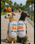 Load image into Gallery viewer, Parisian Pet 'Crabby But Cute Tee' Embroidered Dog Shirt - Trendy Pet Apparel for Dogs & Cats, Gray and White Stripes
