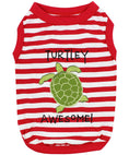 Load image into Gallery viewer, Parisian Pet 'Turtley Awesome' Dog Shirt – Fun Slogan Cotton Pet T-Shirt for Dogs & Cats, Red and White Stripes