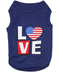 Load image into Gallery viewer, Parisian Pet 'Love USA' Patriotic Dog Shirt – Embroidered Pet Apparel for Dogs & Cats, Navy Blue-Valentine's Day
