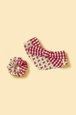 Christmas Morning Gingerbread Man Gingham Print Handmade Scrunchie