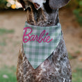 Load image into Gallery viewer, Pet Bandana - BARBIE Script Plaid Beige/Olive/Pink