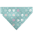 Load image into Gallery viewer, Pet Bandana - BARBIE Bold Text Paw Print Icons Blues/Pinks/White