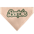 Load image into Gallery viewer, Pet Bandana - CALIFORNIA DREAMIN BARBIE Icons Collage and Script Peach/Olive