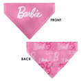 Load image into Gallery viewer, Pet Bandana - BARBIE Script and B Icon Collage Pinks/White