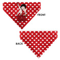 Load image into Gallery viewer, Pet Bandana - Bandana BETTY BOOP Seated Leg Kick Pose and Text Hearts Red/White
