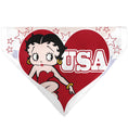 Load image into Gallery viewer, Pet Bandana - Betty Boop USA Heart Pose and Stars White/Red