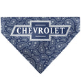 Load image into Gallery viewer, Pet Bandana - CHEVROLET 1940 Bowtie Text Logo Paisley Blue/White