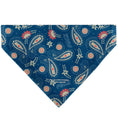 Load image into Gallery viewer, Pet Bandana - COCA-COLA Paisley Bottle Icons Scattered Blues/White/Red