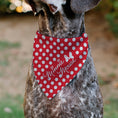 Load image into Gallery viewer, Pet Bandana - MINNIE MOUSE Autograph Script Polka Dot Red/White
