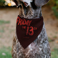 Load image into Gallery viewer, Pet Bandana - FRIDAY THE 13TH Jason Hockey Mask Cityscape and Title Logo Black/Red