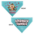 Load image into Gallery viewer, Pet Bandana - Taz Tasmanian Devil CRAZY IN LOVE Heart Pose and Title Logo Blue