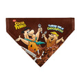 Load image into Gallery viewer, Pet Bandana - COCOA PEBBLES Fred Flintstone and Barney Rubble Cereal Box Print and Vivid Cereal Brown