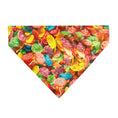 Load image into Gallery viewer, Pet Bandana - FRUITY PEBBLES Fred Flintstone and Barney Rubble Cereal Box Print and Vivid Cereal Multi Color