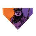 Load image into Gallery viewer, Pet Bandana - Star Wars EWOK Text and Wicket Pop Art Pose Orange/Purples/Black