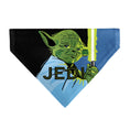 Load image into Gallery viewer, Pet Bandana - Star Wars JEDI Text and Yoda Lightsaber Pop Art Pose Black/Blues