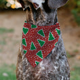 Load image into Gallery viewer, Pet Bandana - Christmas Trees/Stars Red/White/Green