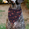 Load image into Gallery viewer, Pet Bandana - Fall Harvest Pumpkins and Flowers Collage Purples/Orange/Greens