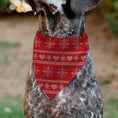 Load image into Gallery viewer, Pet Bandana - Holiday Sweater Stitch Hearts and Snowflakes Red/White