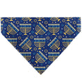 Load image into Gallery viewer, Pet Bandana - Hanukkah Holiday Menorah Blues/Yellows