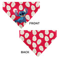 Load image into Gallery viewer, Pet Bandana - Lilo Dress Leaves & Stitch Sitting Pose Red/White