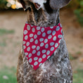 Load image into Gallery viewer, Pet Bandana - Lilo Dress Leaves & Stitch Sitting Pose Red/White