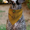 Load image into Gallery viewer, Pet Bandana - Up Dug SQUIRREL Pose and Wilderness Explorer Badge Orange