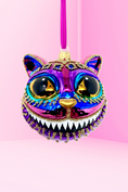 Load image into Gallery viewer, Ruby Cheshire Cat Glass Ornament